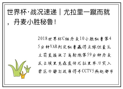 世界杯·战况速递｜尤拉里一蹴而就，丹麦小胜秘鲁！